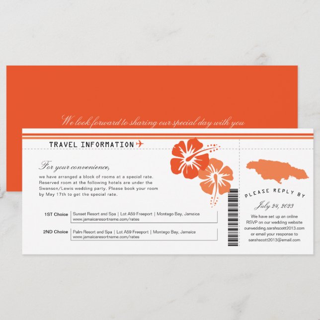 Cartão de Embarque da Junta de Hibiscus Jamaica |  (Frente/Verso)