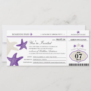 Cartão de Embarque de Aniversário Estrela do Mar