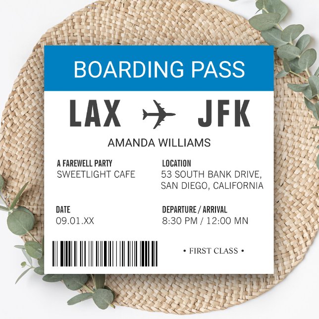 Cartão de Embarque de Avião Festa de Despedida (Criador carregado)