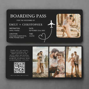 Cartão de Embarque de Casamento Código QR Ticket