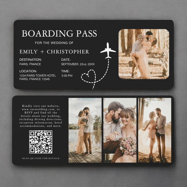 Cartão de Embarque de Casamento Código QR Ticket (Criador carregado)