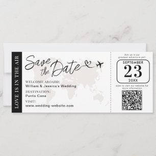Cartão de Embarque de Casamento Salve a Data Com C