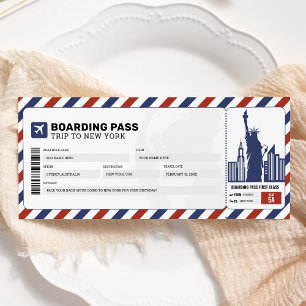 Cartão de Embarque de Nova York Passagem Viagem Bi