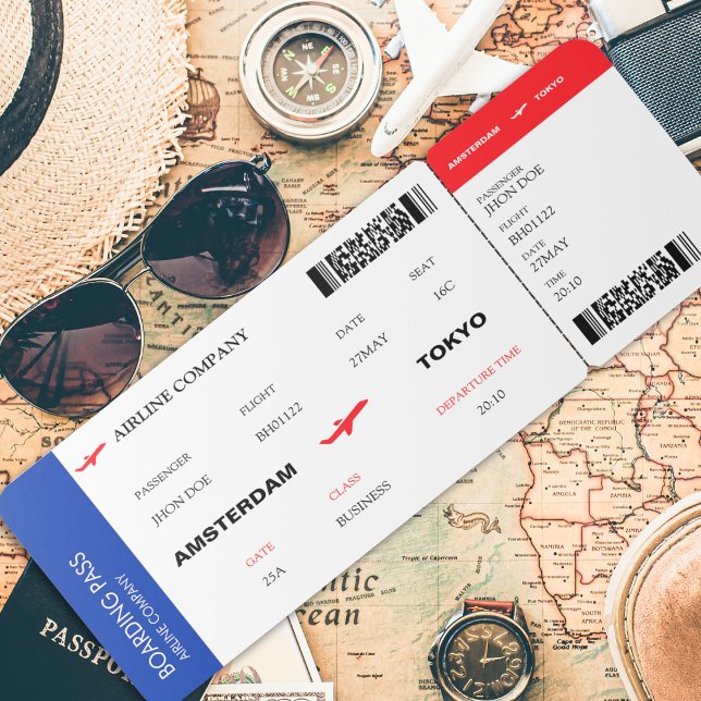 Cartão de Embarque de Passagem Aérea Clássico (Fake Airline Ticket Boarding Pass Classic Invitation)