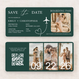Cartão de Embarque Destino Save the Date Código QR