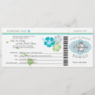 Cartão de Embarque do Casamento para o Havaí