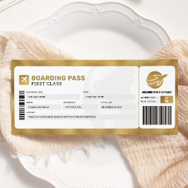 Cartão de Embarque Dourado Viagem Presente Passage