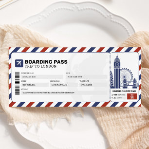 Cartão de Embarque Londres Viagem Presente Passage
