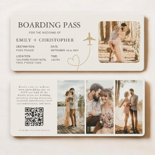 Cartão de Embarque para Casamento com Passagem Aér