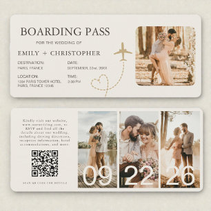 Cartão de Embarque para Casamento de Destino com P