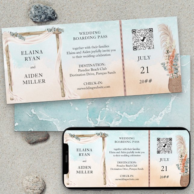 Cartão de Embarque para Casamento no Destino Boho  (Criador carregado)