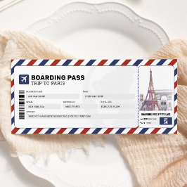 Cartão de Embarque para Paris Presente de Viagem d