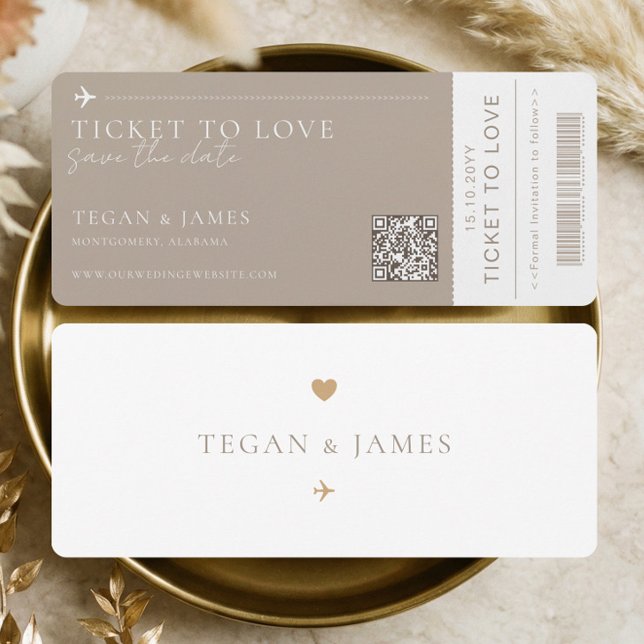 Cartão de embarque para salvar a data do bilhete d (Save the Date Boarding Pass Wedding Plane Ticket Invitation)