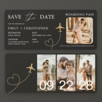 Cartão de Embarque Passagem Aérea Save The Date