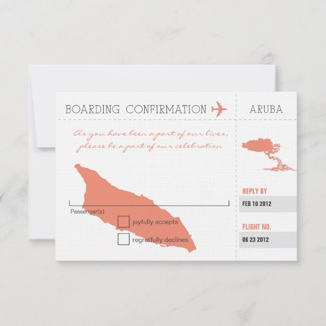 Cartão de Embarque RSVP para Aruba (Frente)