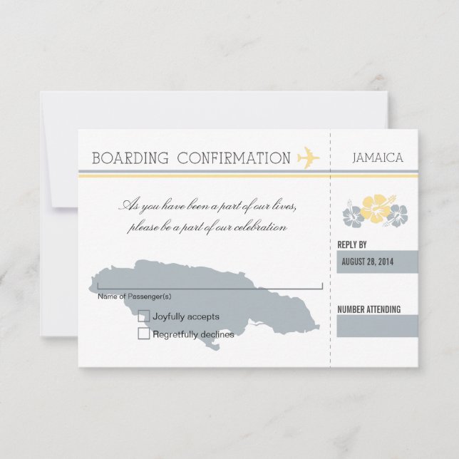 Cartão de Embarque RSVP PARA JAMAICA (Frente)