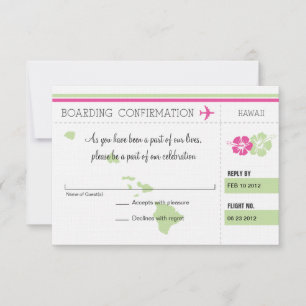 Cartão de Embarque RSVP para o Havaí