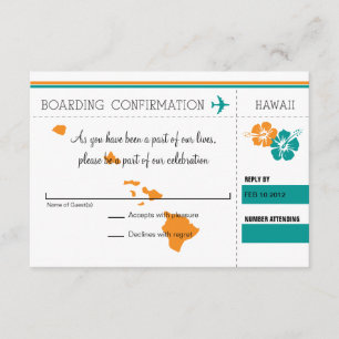 Cartão de Embarque RSVP para o Havaí