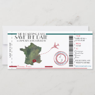 Cartão de Embarque Save the Date Editável
