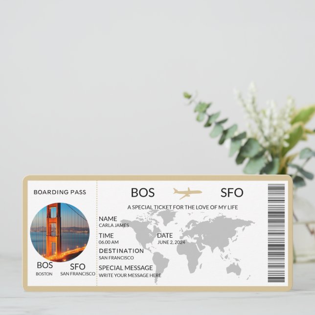 Cartão de Embarque Scratch Surpresa Revelação Féri (Em pé/Frente)