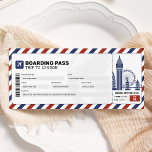Cartão de Embarque Vale-Presente Viagem de Avião e<br><div class="desc">Convite cartão de embarque de avião,  bilhete de viagem de presente para Londres.</div>