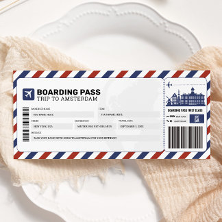 Cartão de Embarque Viagem Amsterdam Passagem de Av