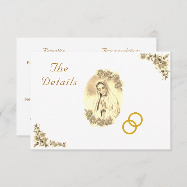 Cartão de Enclausura de Casamento Católico Virgem  (Frente/Verso)