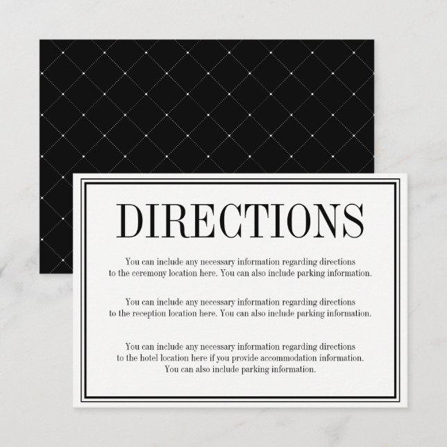 Cartão de Enclausura de Direções Simples e Elegant (Frente/Verso)