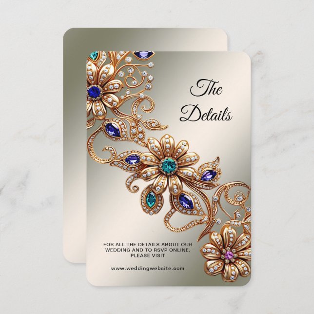 Cartão de Enclausuramento com Flores em Jóias Dour (Frente/Verso)