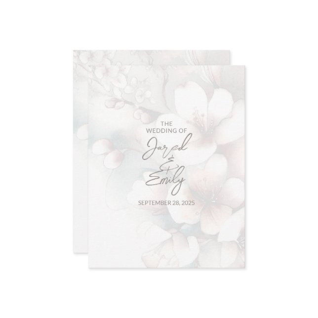 Cartão de Enclausuramento de Casamento com Flor de (Frente/Verso In Situ)