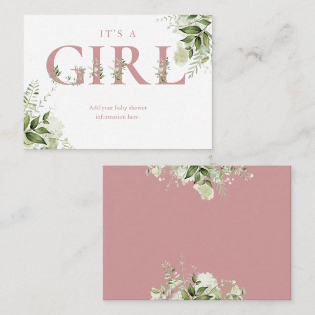 Cartão de Enclausuramento de Chá de Bebê Rose Empo (Frente/Verso)