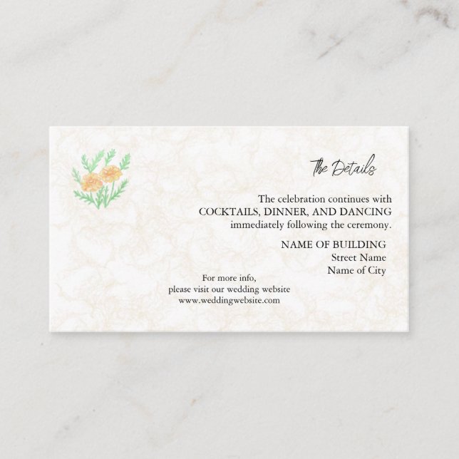 Cartão de Enclausuramento de Flores de Marigold de (Frente)