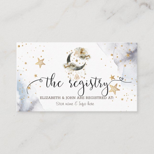 Cartão de Enclausuramento de Luas Estrelas Dourada (Frente)