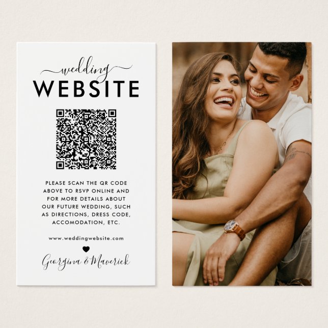 Cartão de Enclausuramento de Site de Casamento com (Frente & Verso)