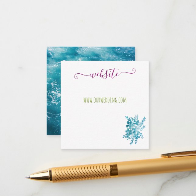 Cartão de Enclausuramento Floral Azul Oceano para  (Frente/Verso In Situ)