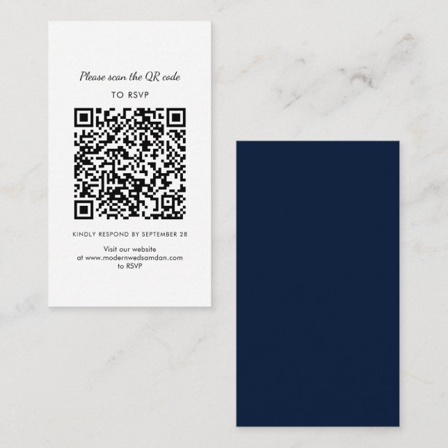 Cartão de Enclosure de Código QR de RSVP de Casame (Frente/Verso)
