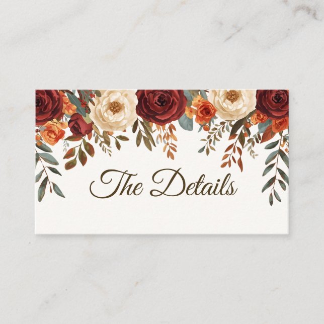 Cartão de Enclosure para Casamento de Outono Rústi (Frente)