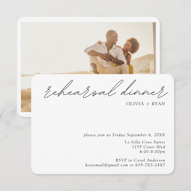 Cartão de Enclosure Pequeno para Jantar de Ensaio  (Frente/Verso)