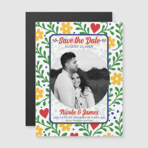 Cartão de Encontro Amor Colorido Floral Salvar Dat