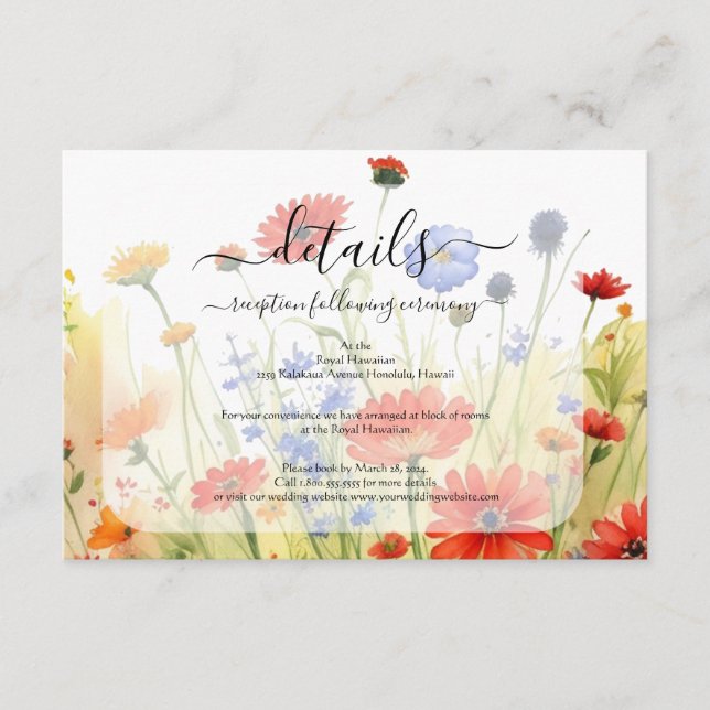 Cartão de Envio com Jardim de Flores Silvestres da (Frente)