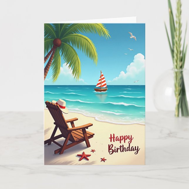 Cartão de Escape de Aniversário Tropical (Frente)
