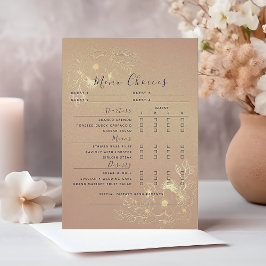 Cartão de Escolha de Menu de Casamento Floral Dour