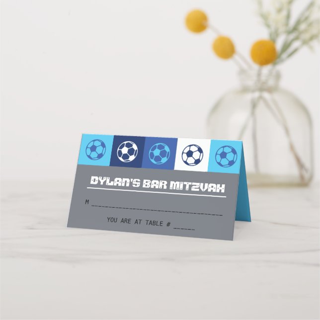 Cartão de Escolta de Mesa SOCCER Bat Mitzvah (Frente)