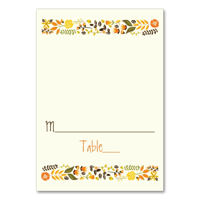 Cartão de escolta floral amarelo, laranja-vivo (Frente)