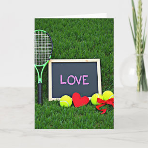Cartão de Esportes Divertidos de Tênis Amor