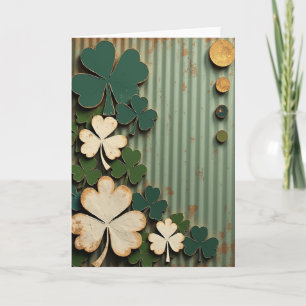 Cartão de Estilo Vintage Lucky Shamrocks
