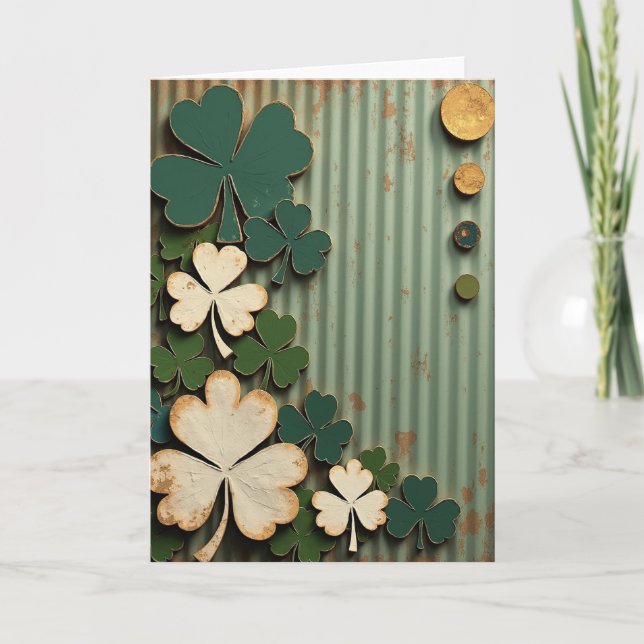 Cartão de Estilo Vintage Lucky Shamrocks (Frente)