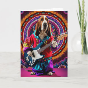 Cartão de estrela de rock engraçado do Basset Houn