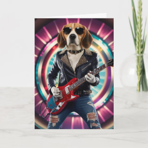 Cartão de Estrela do Rock Beagle Engraçado