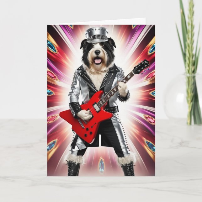 Cartão de estrela do rock engraçado do cão de past (Frente)